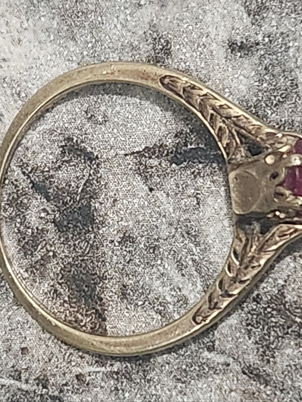 Antique 14k Gold Art Deco 6-pronged Lab Ruby Filigree Solitaire Ring - Picture 4 of 16